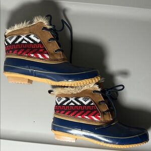 Khombu Women's Blue and Brown Winter Boots SZ 7